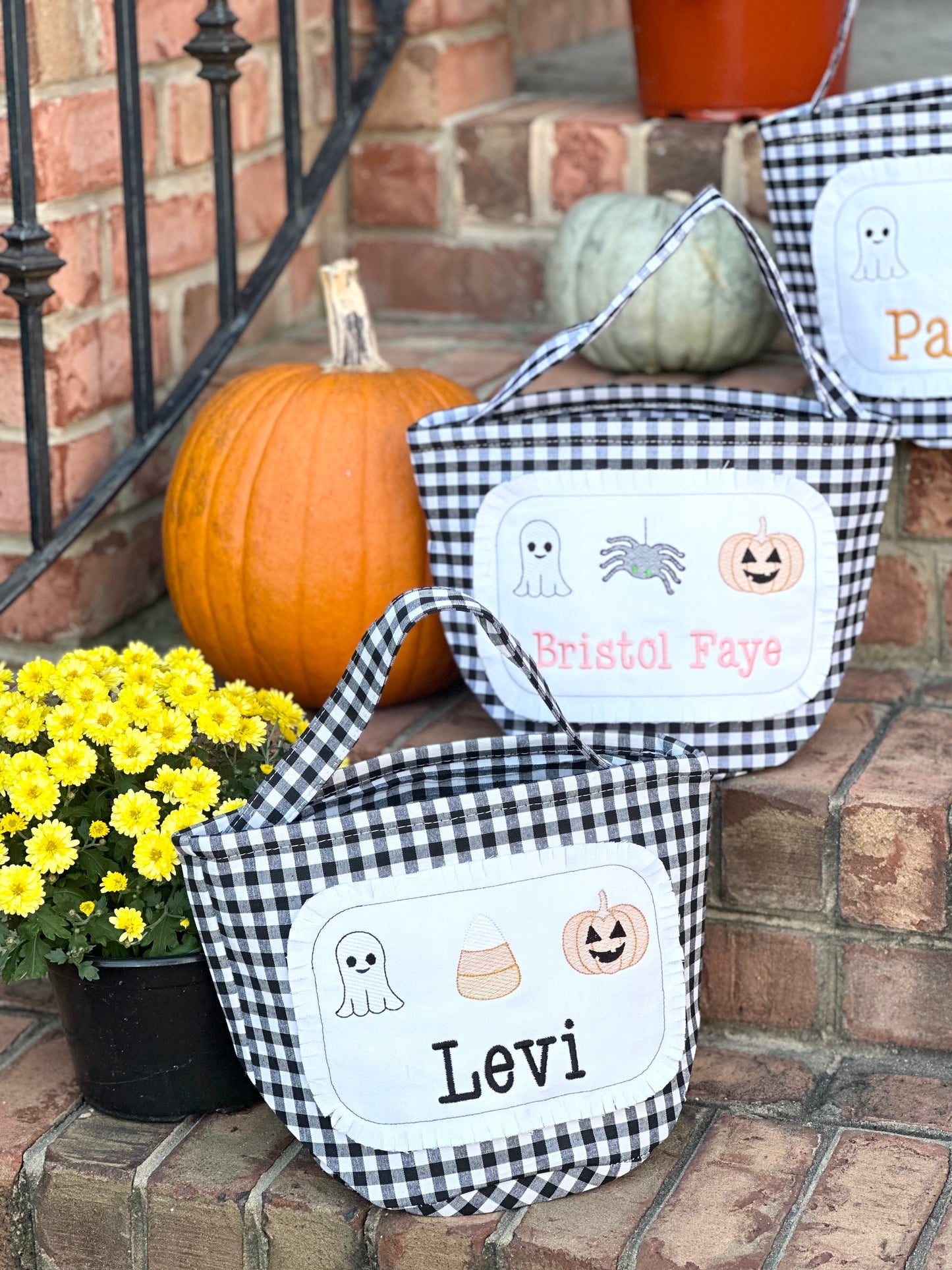 Personalized Halloween Embroidered Bucket Tote