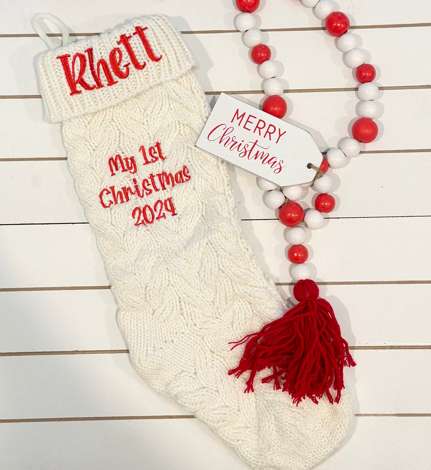 My First Christmas Stocking 2024 Embroidered with Name