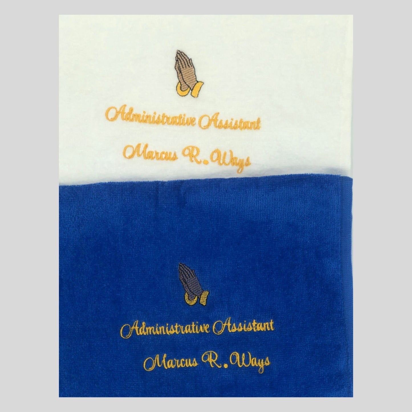 Personalized Embroidered Pastors Towels with Praying Hands, Clergy towels, Church towels, Deacon Towels, embroidered hand towels