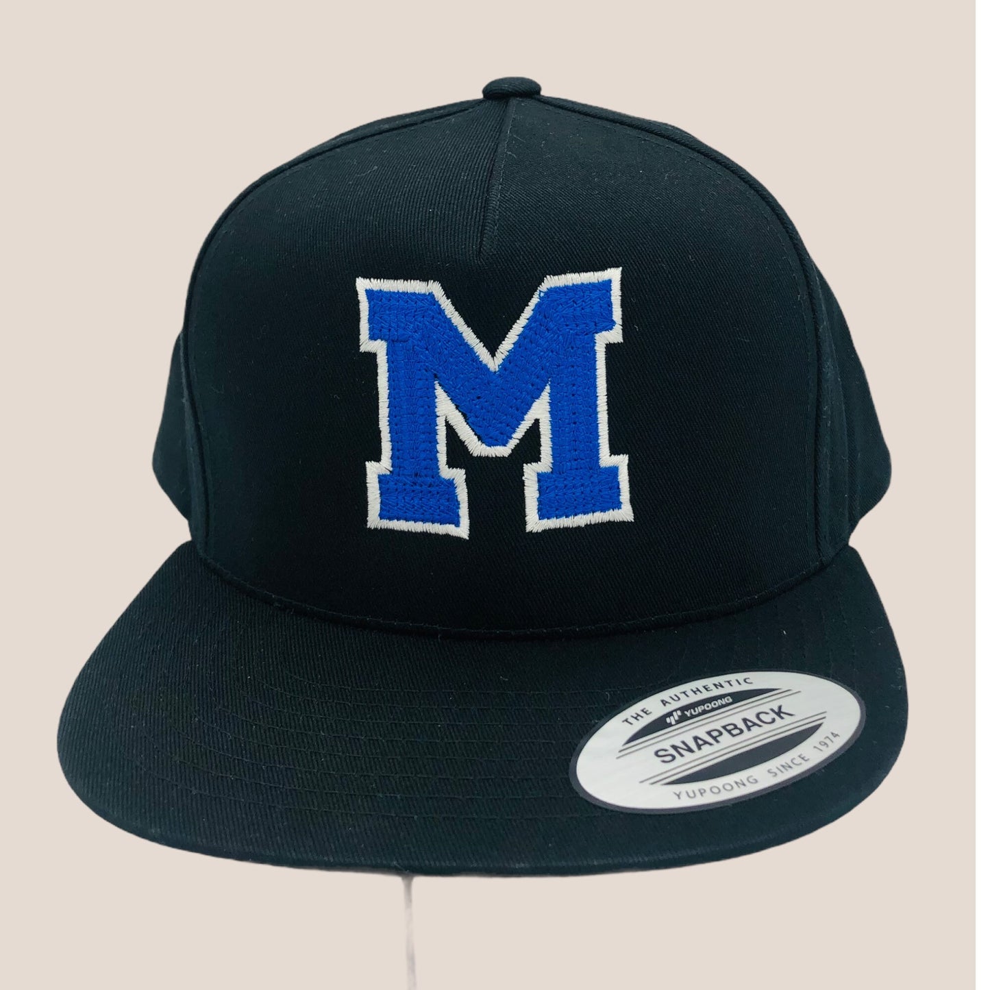 Personalized 3D Initial Puff Chainstitch Embroidery Flat Brim Cap Structured w/Adjustable Fit Unisex Cap Initial Hat Personalized Hat