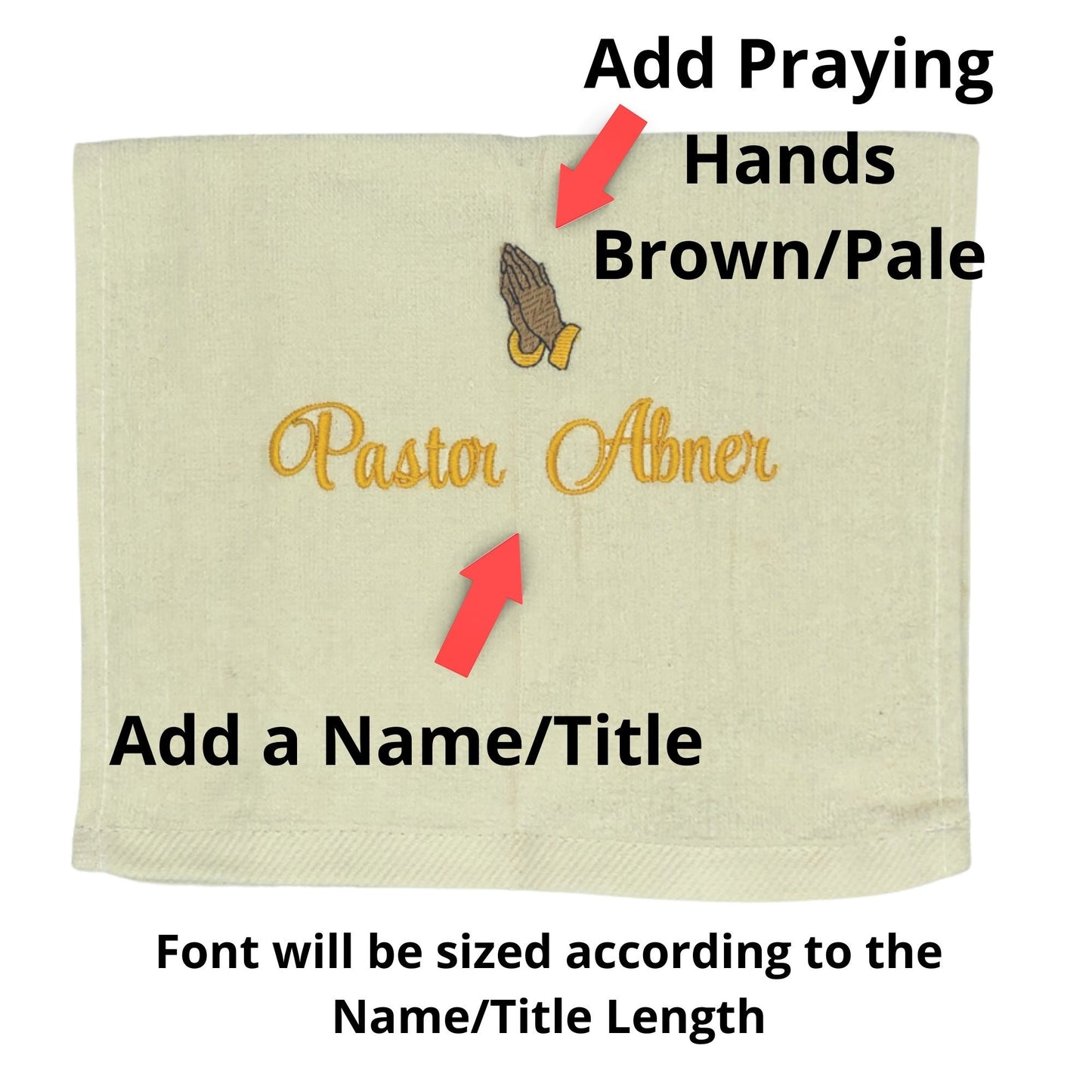 Personalized Embroidered Pastors Towels with Praying Hands, Clergy towels, Church towels, Deacon Towels, embroidered hand towels