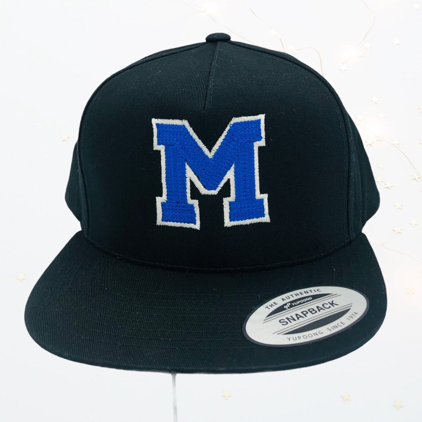 Personalized 3D Initial Puff Chainstitch Embroidery Flat Brim Cap Structured w/Adjustable Fit Unisex Cap Initial Hat Personalized Hat