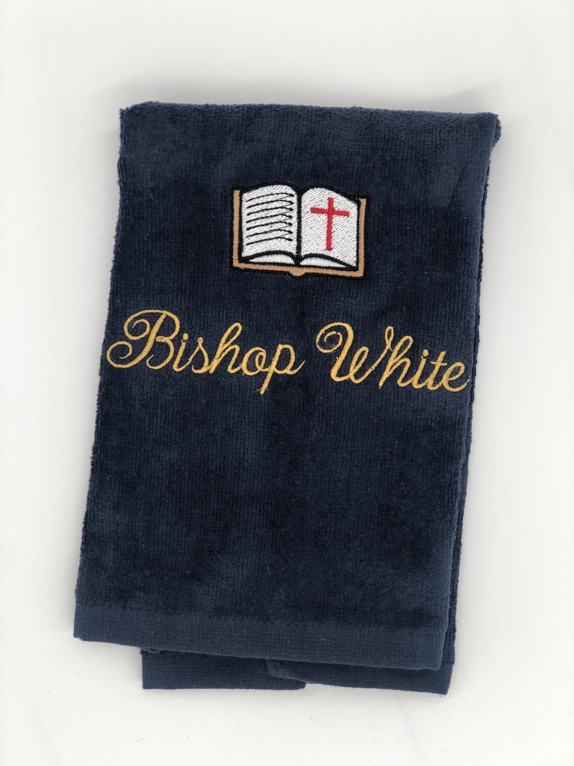 Personalized Embroidered Pastors Fingertip Towels with Bible make an excellent gift for Pastors Appreciation Month in October
