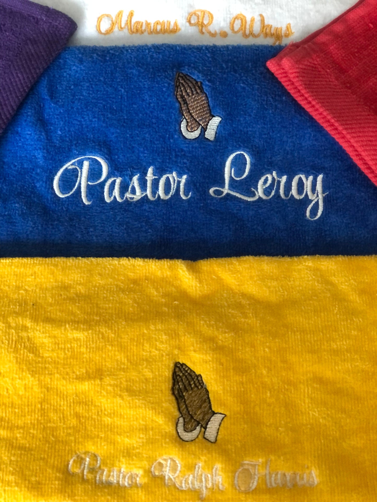 Personalized Embroidered Pastors Fingertip Towels with Bible make an excellent gift for Pastors Appreciation Month in October