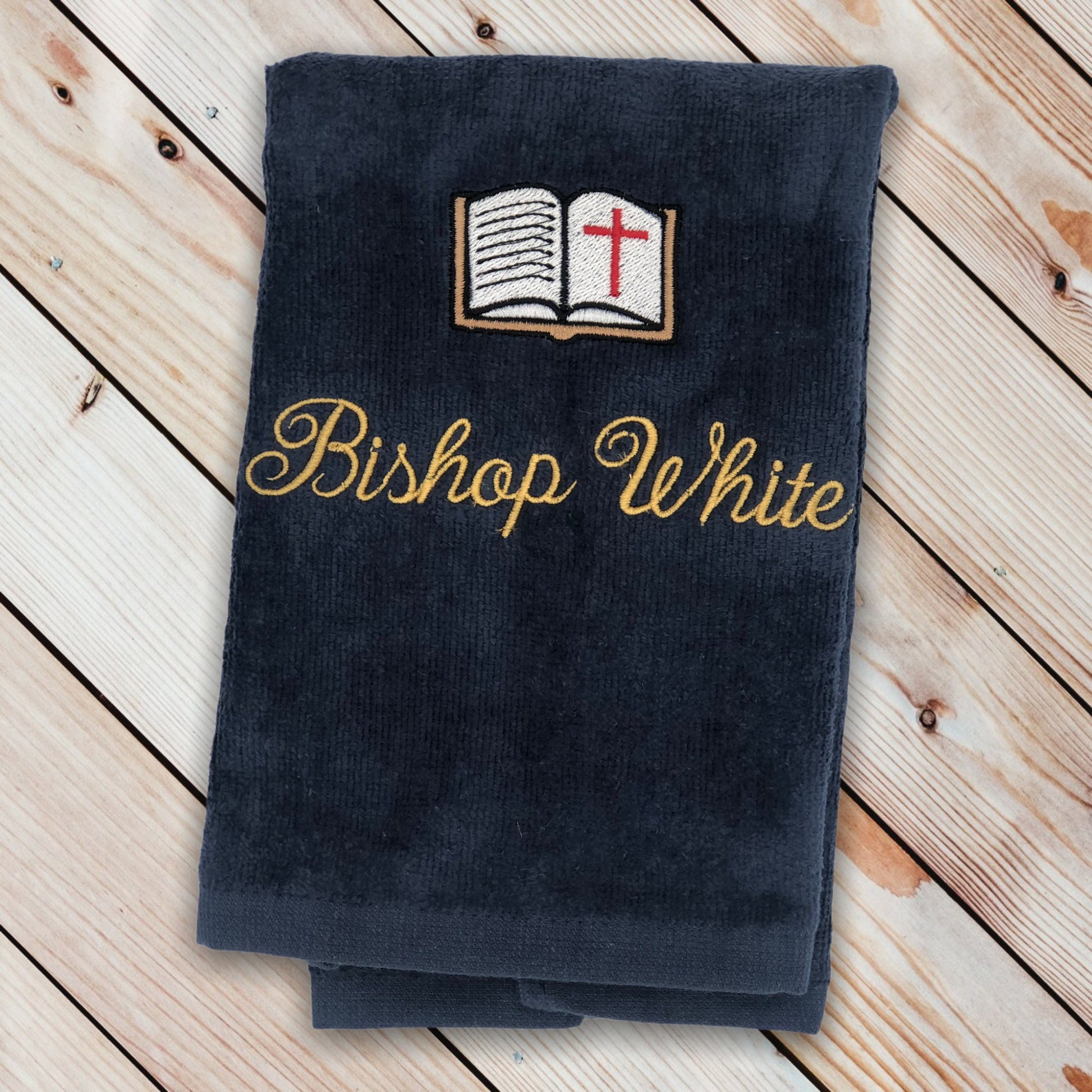 Personalized Embroidered Pastors Fingertip Towels with Bible make an excellent gift for Pastors Appreciation Month in October