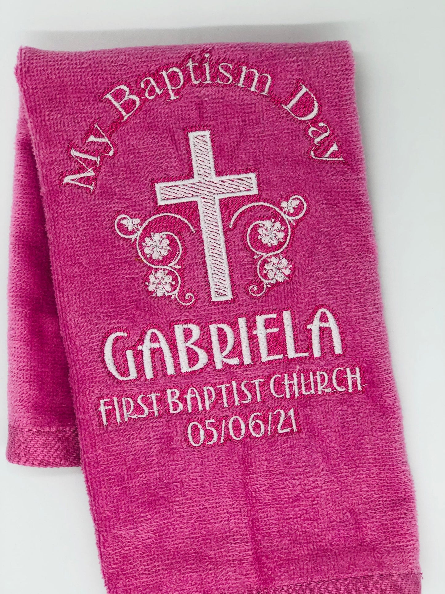 Embroidered Personalized Baptism Towel- makes an excellent gift for Baby Baptism Gift-Christening Gift- Baby Towel-Baptismal Gift- Christian
