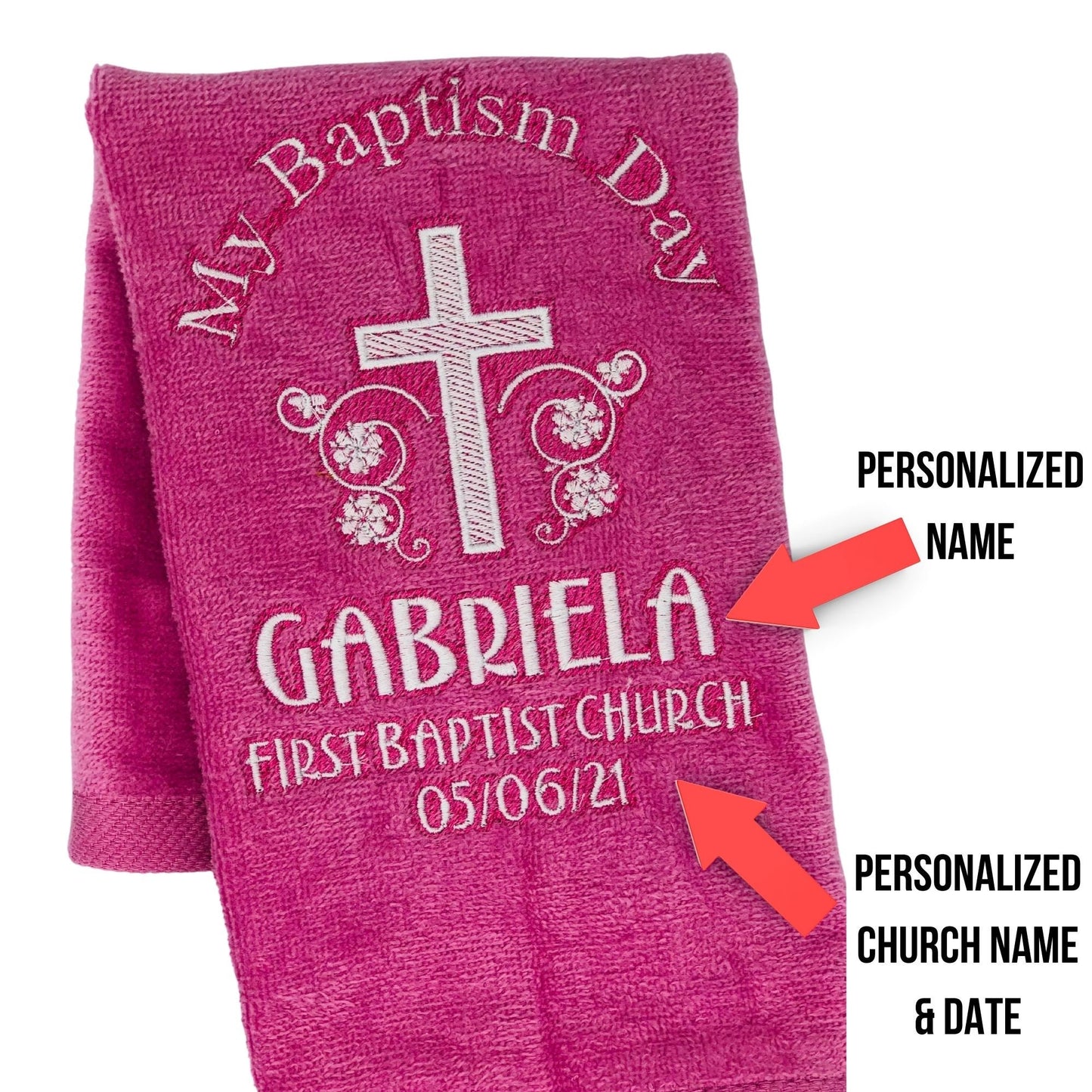Embroidered Personalized Baptism Towel- makes an excellent gift for Baby Baptism Gift-Christening Gift- Baby Towel-Baptismal Gift- Christian