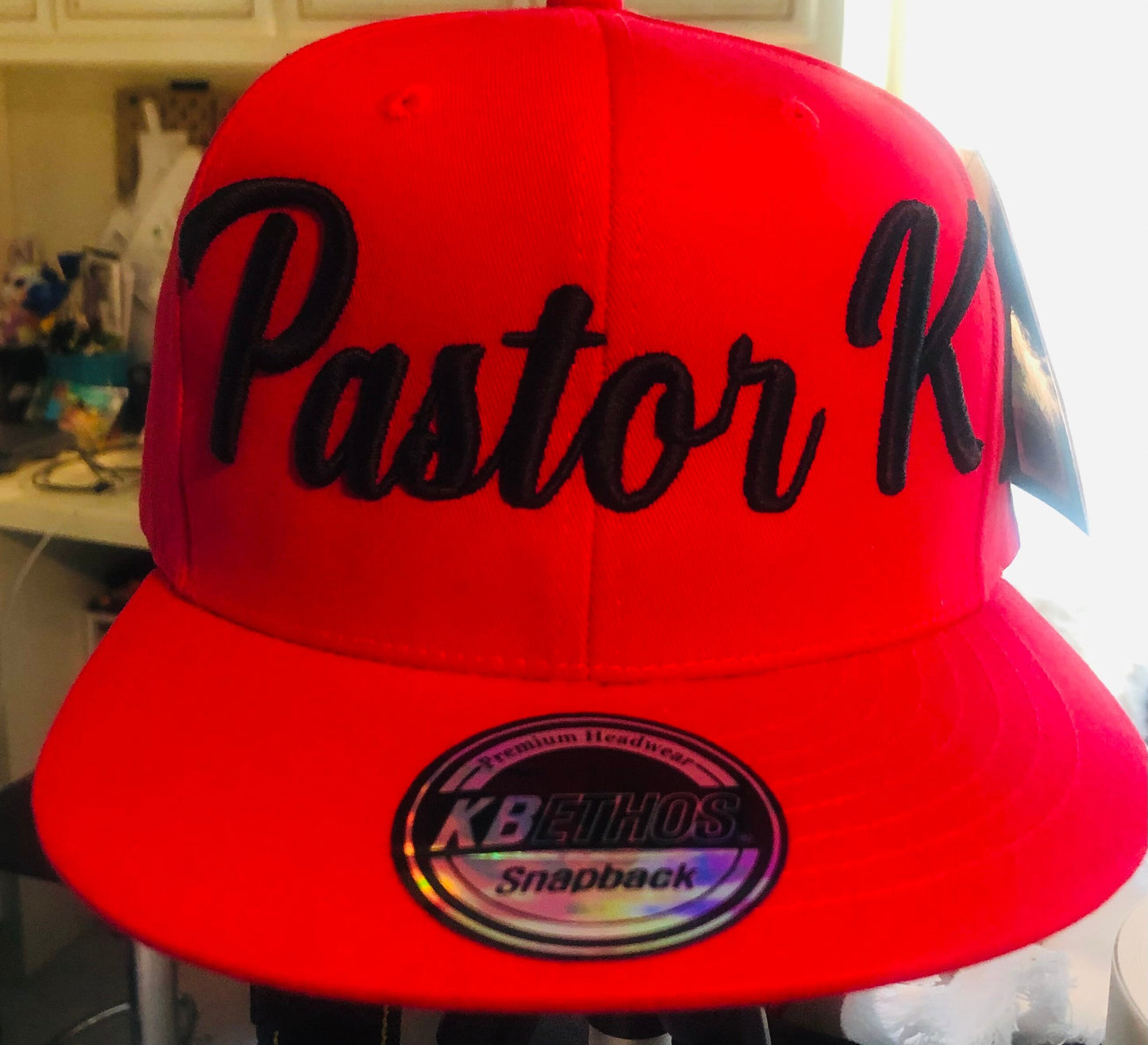 Pastor 3D Puff Embroidered Flat brim Hat, Personalized Embroidered 3D hat makes an excellent gift for your Pastor
