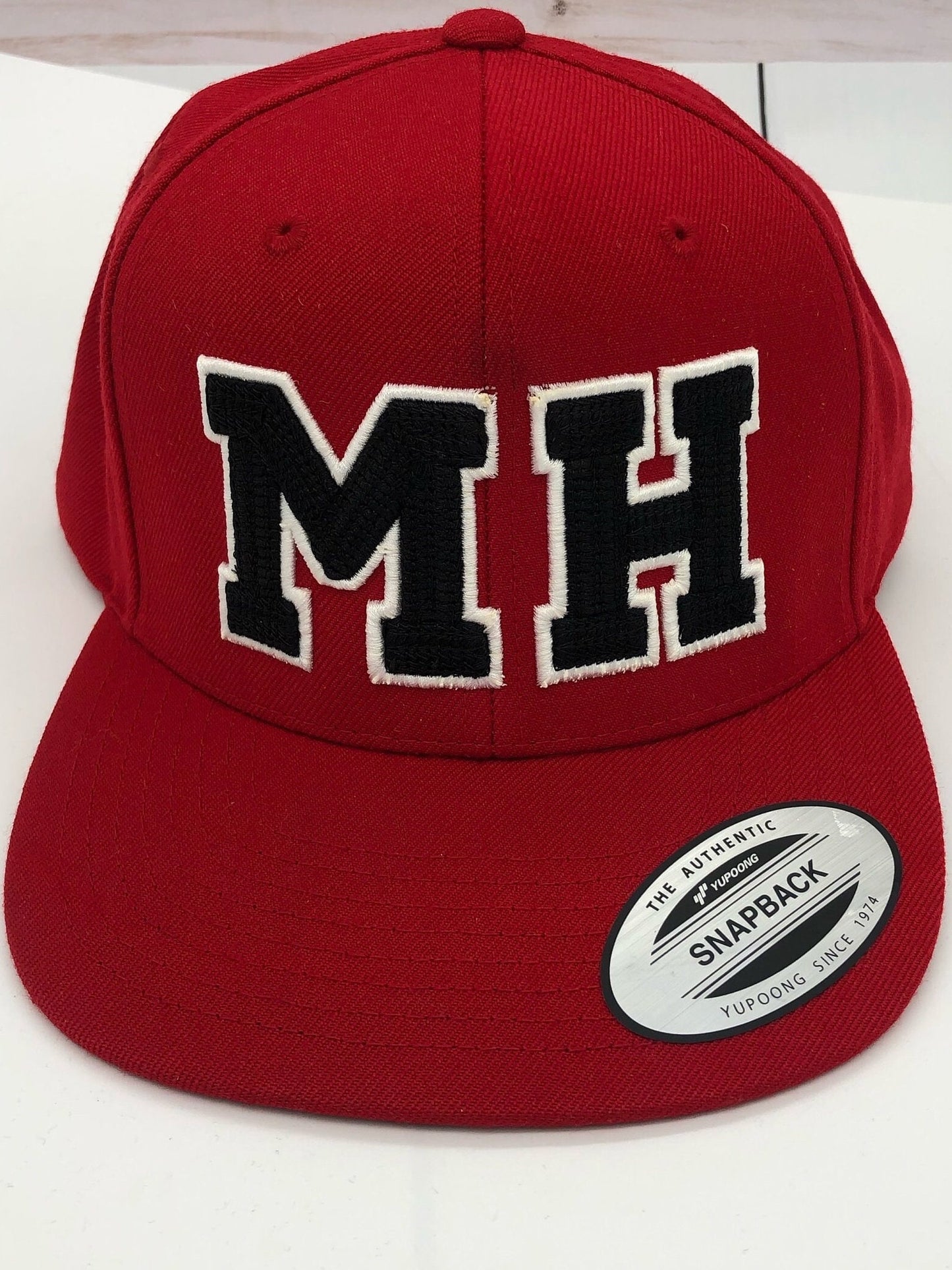 Personalized 3D Initial Puff Chainstitch Embroidery Flat Brim Cap Structured w/Adjustable Fit Unisex Cap Initial Hat Personalized Hat