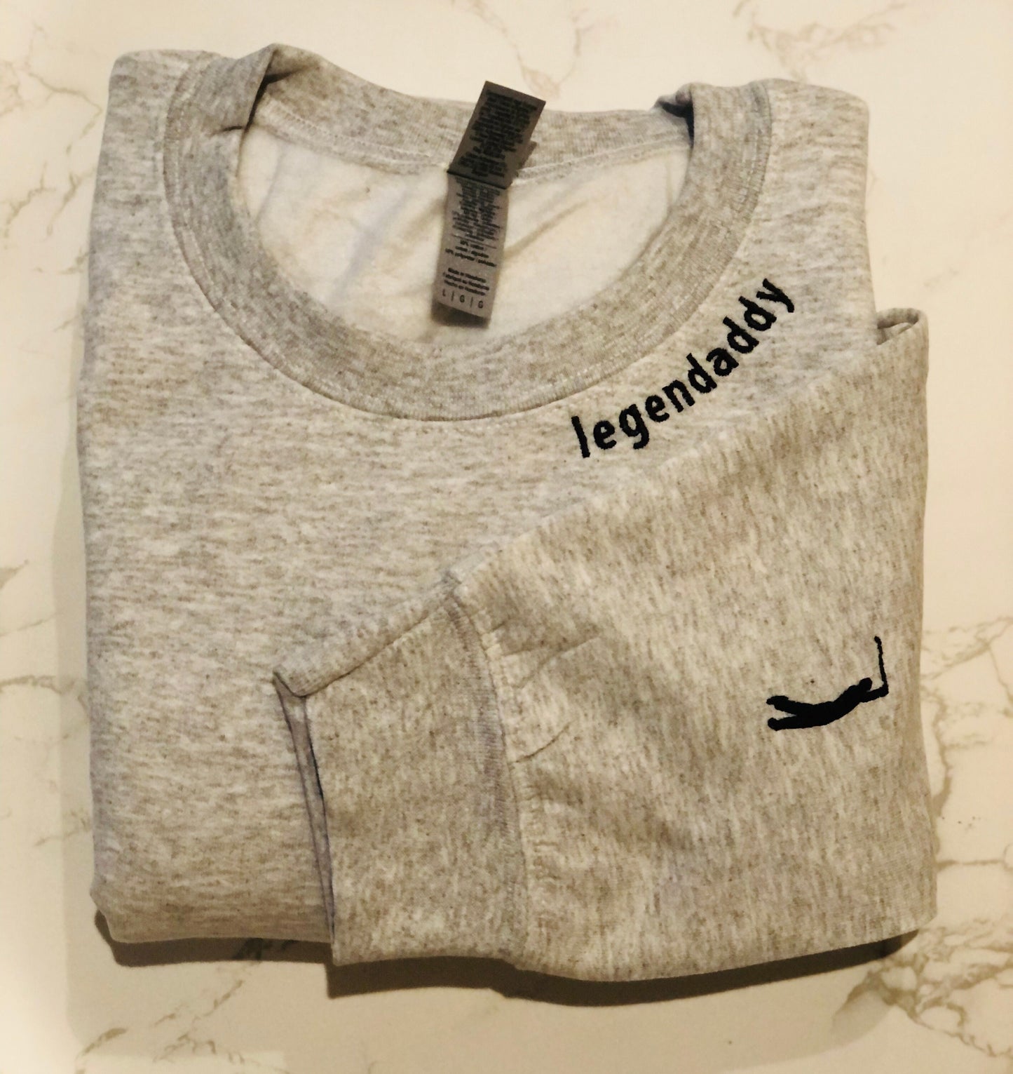 Personalized Embroidered Neck Legendaddy Sweatshirt with Golf Sleeve makes an excellent Gift for Dad on Father's Day