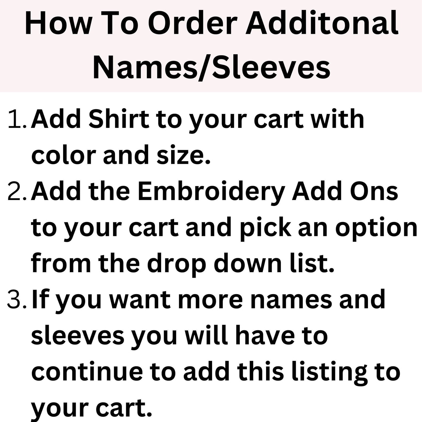 Embroidery Name/Sleeve Add Ons