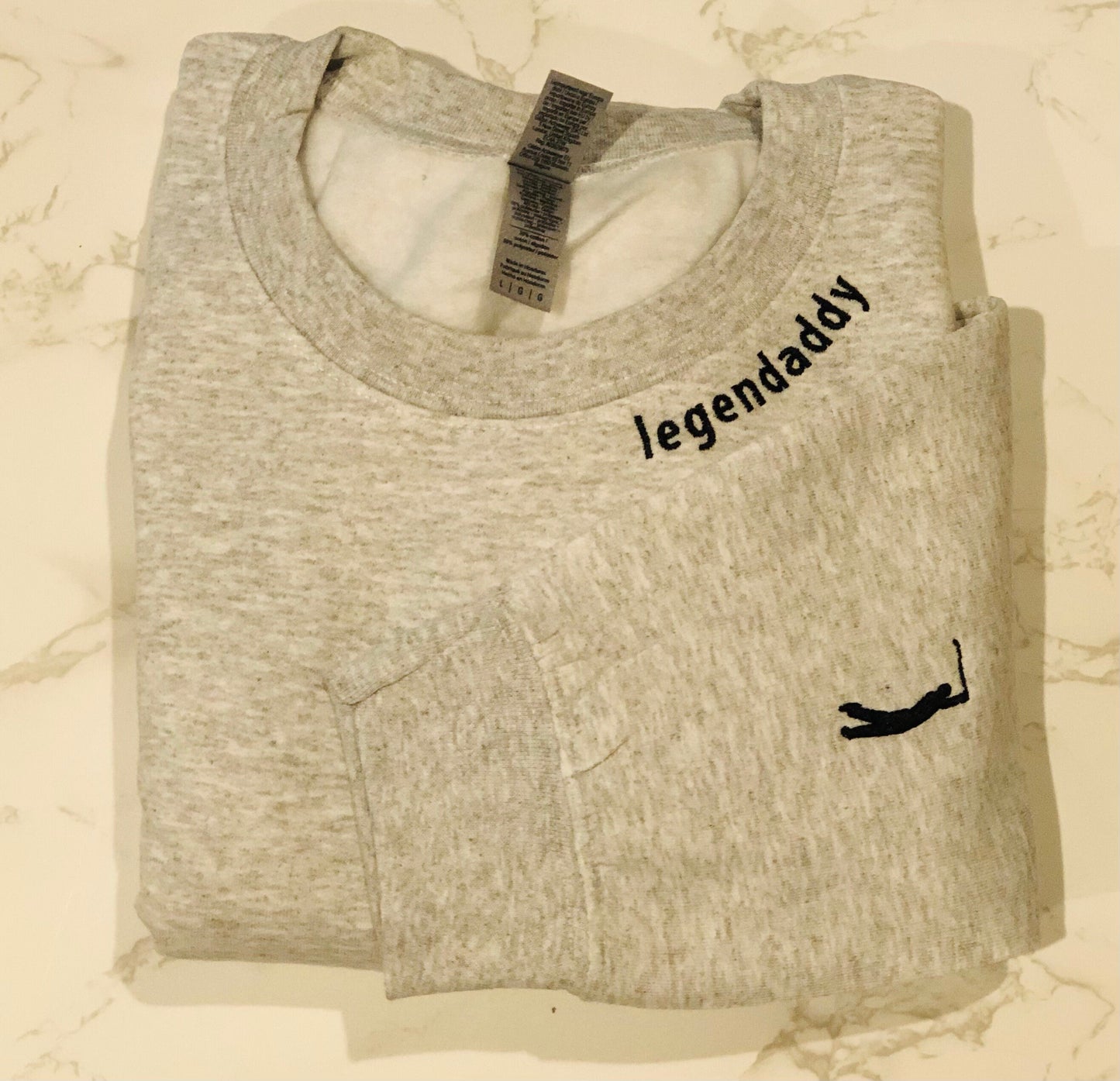 Personalized Embroidered Neck Legendaddy Sweatshirt with Golf Sleeve makes an excellent Gift for Dad on Father's Day
