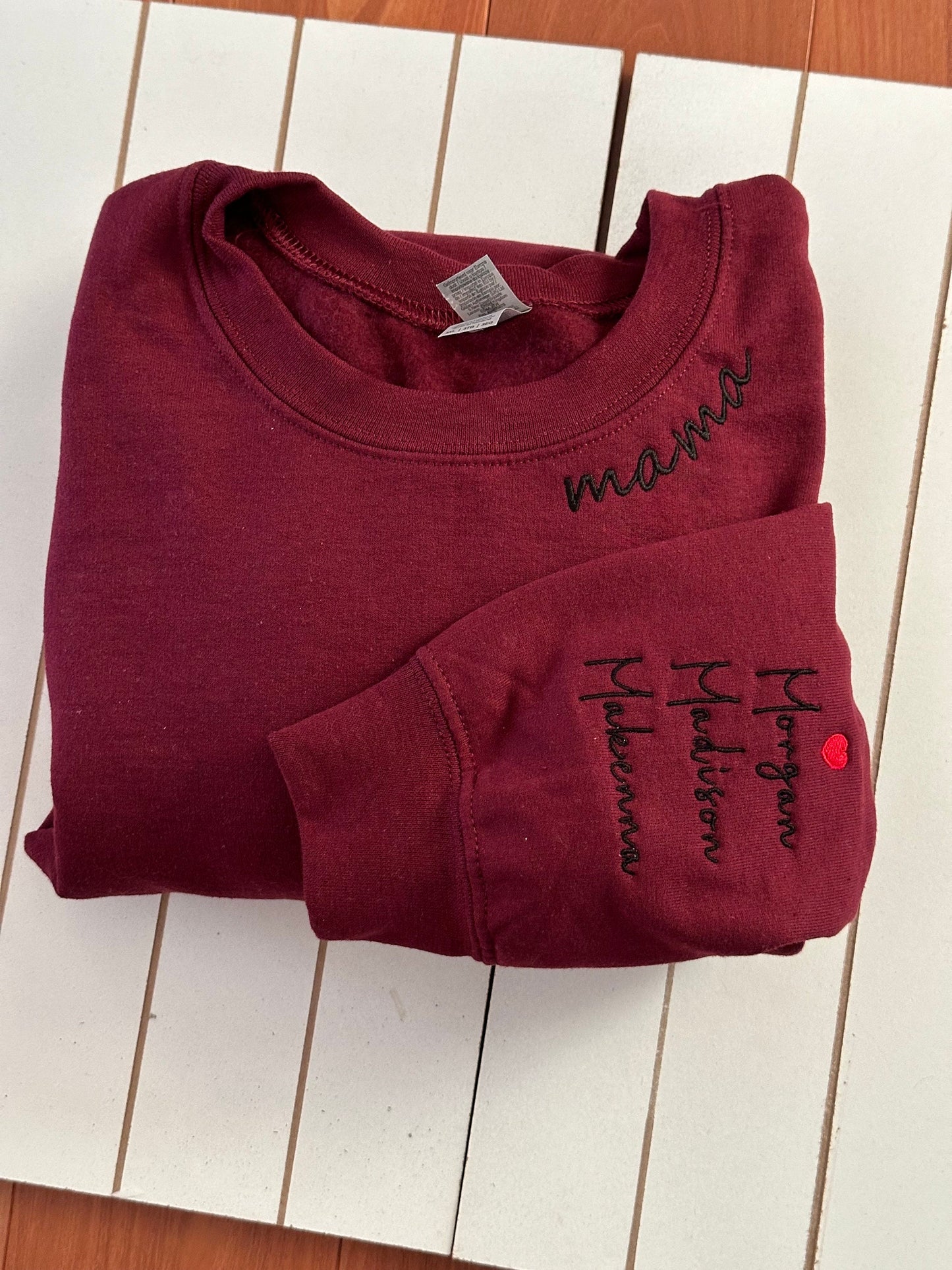 Mama Sweatshirt Personalized Child's Name Sweatshirt New Mom Baby Shower Gift Ideas Grandma Embroidered Grandchildren Sweater Mother's Day