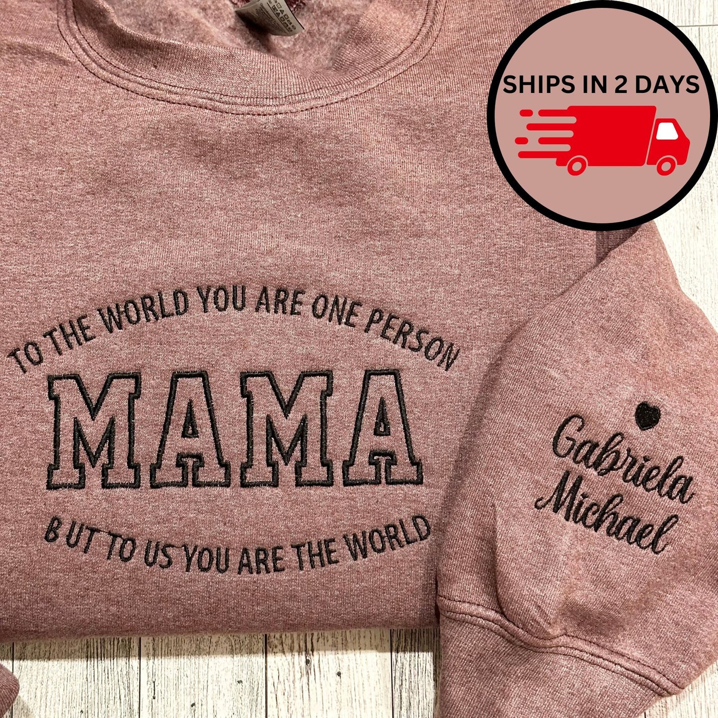 Mama Embroidered Sweatshirt, Custom Mama Shirt With Kids Names, Heart On Sleeve, Pregnancy Reveal Hoodie Gift For New Mom, Mother's Day Gift