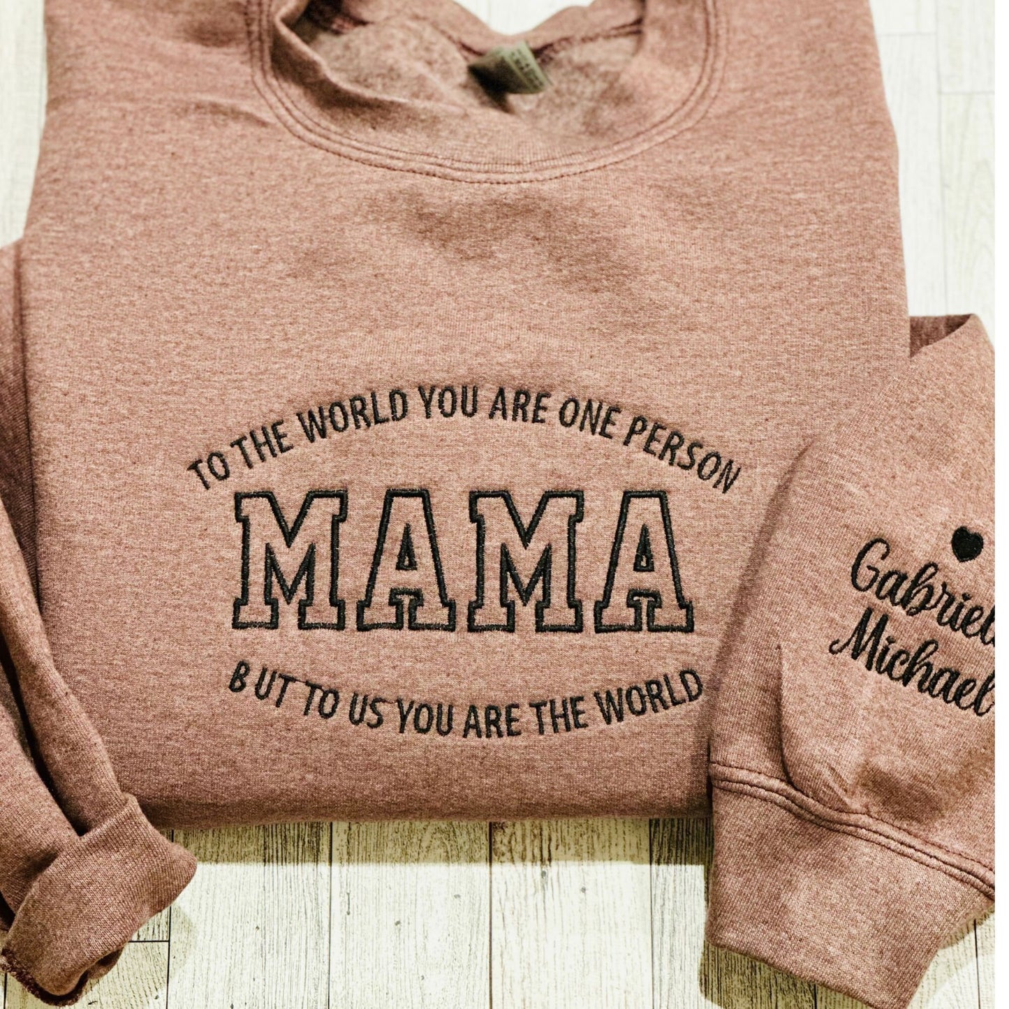 Mama Embroidered Sweatshirt, Custom Mama Shirt With Kids Names, Heart On Sleeve, Pregnancy Reveal Hoodie Gift For New Mom, Mother's Day Gift
