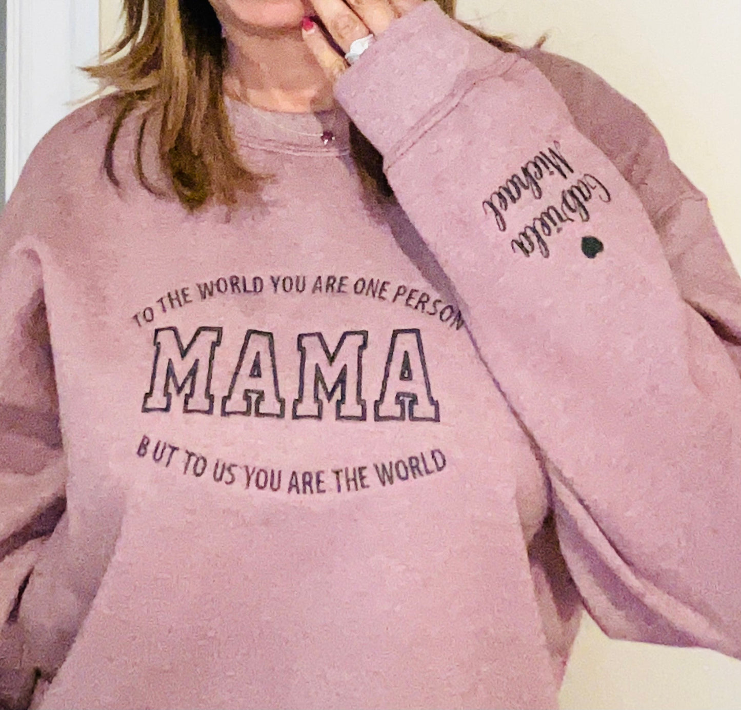 Mama Embroidered Sweatshirt, Custom Mama Shirt With Kids Names, Heart On Sleeve, Pregnancy Reveal Hoodie Gift For New Mom, Mother's Day Gift