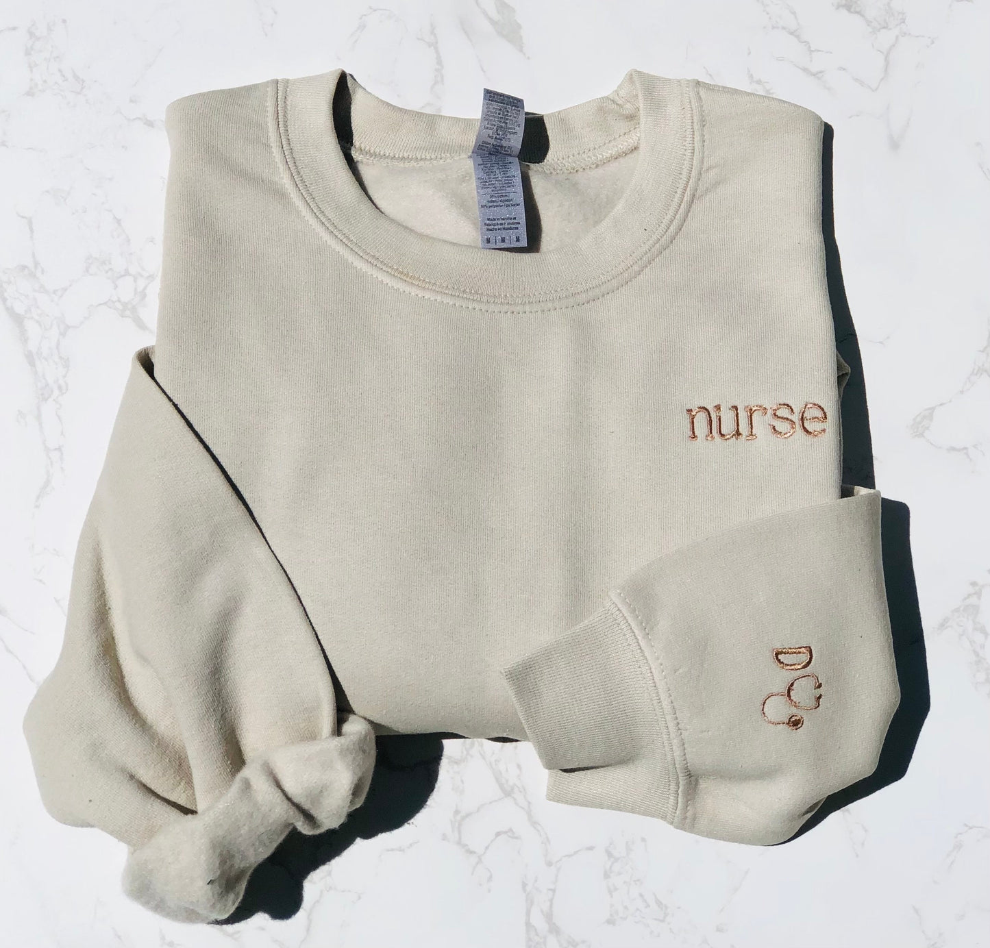 Embroidered Nurse Sweatshirt with Initials and Stethoscope