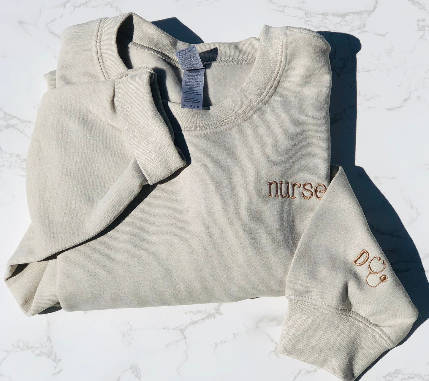 Embroidered Nurse Sweatshirt with Initials and Stethoscope