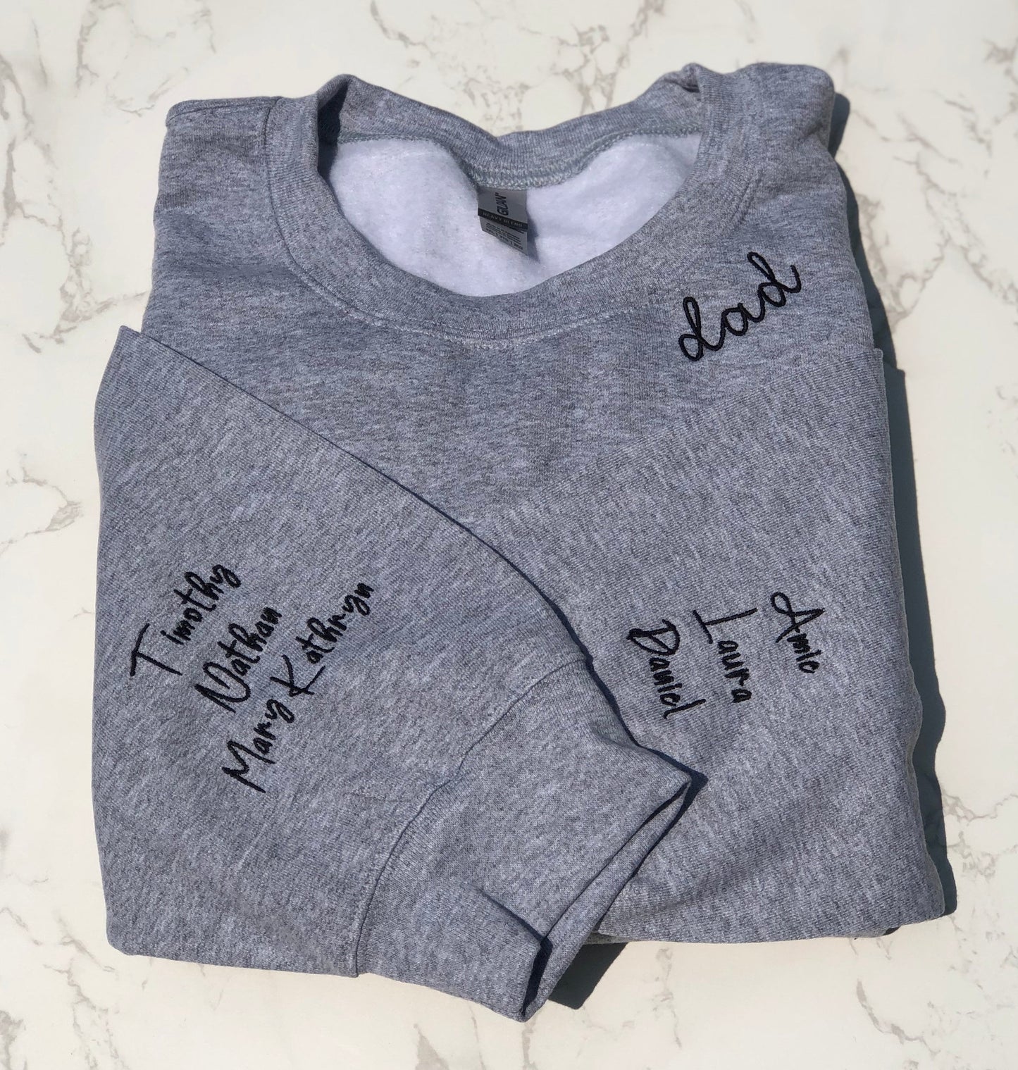Dad Collar Sweatshirt with Children's names on Sleeve
