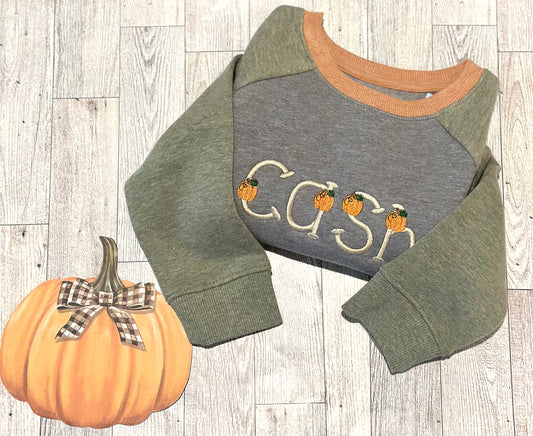 Personalized Embroidered Pumpkin Patch Toddler Crewneck