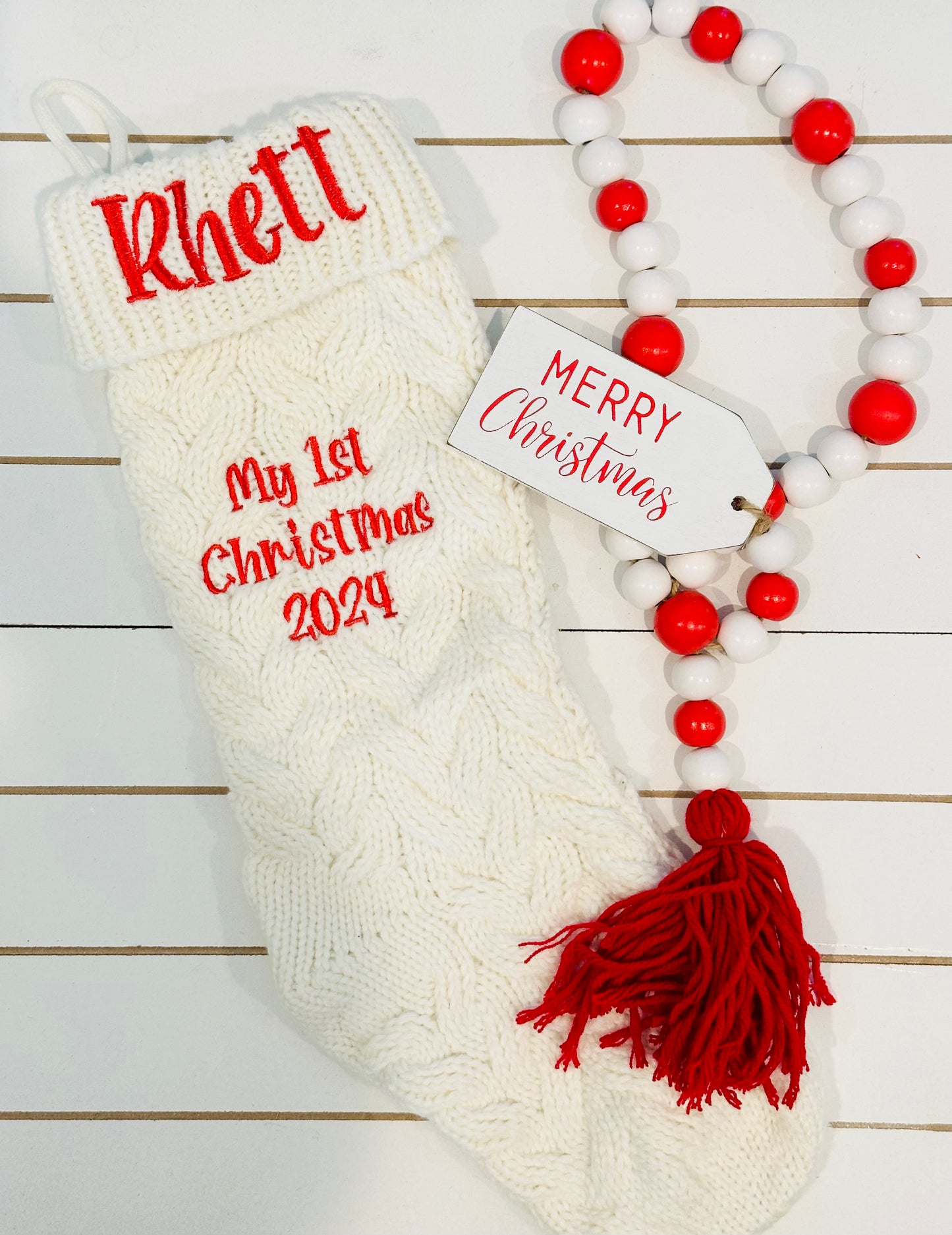 My First Christmas Stocking 2024 Embroidered with Name