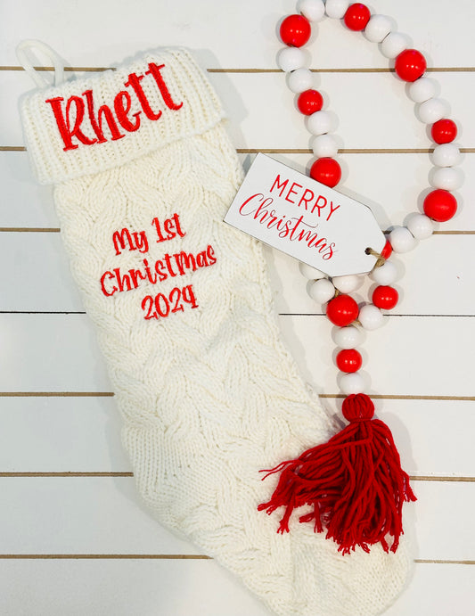 My First Christmas Stocking 2024 Embroidered with Name