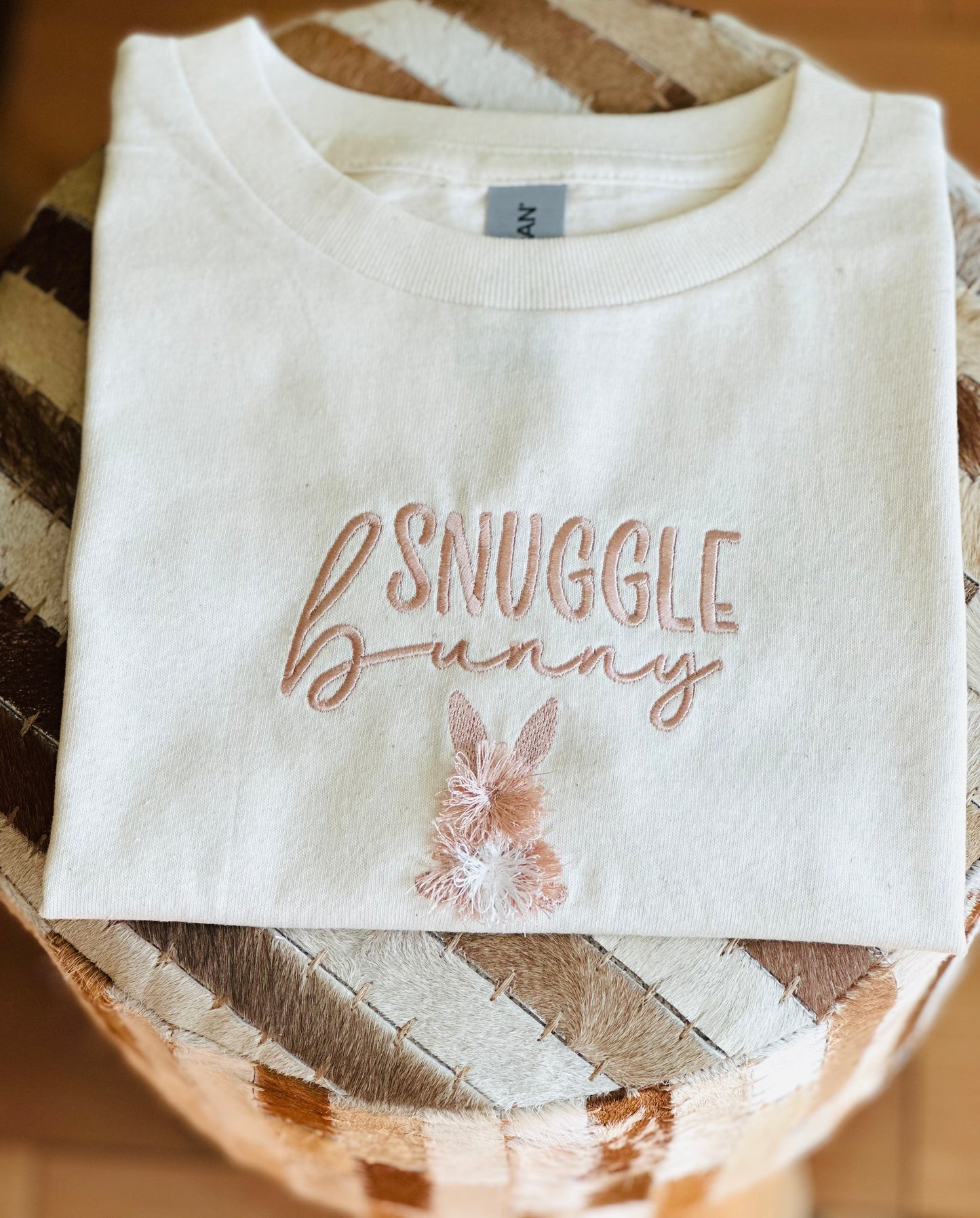 Snuggle Bunny Embroidered Kids T Shirt