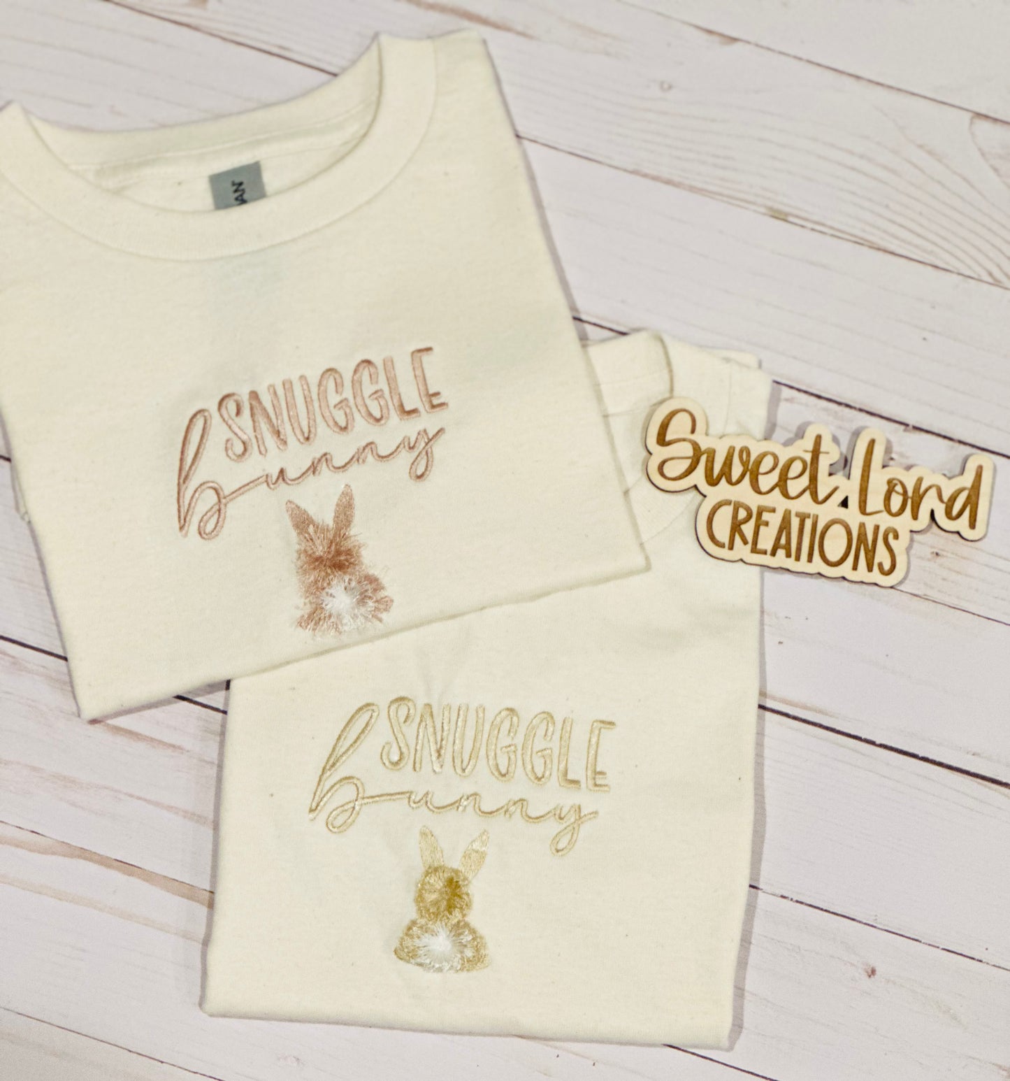 Snuggle Bunny Embroidered Kids T Shirt