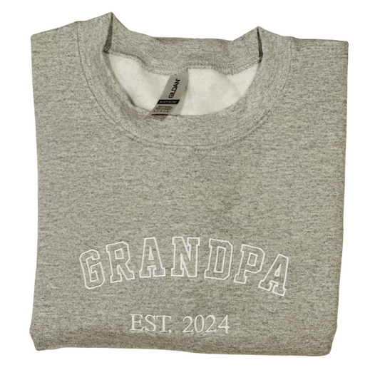 Personalized Embroidered Grandpa Sweatshirt with Kids names on Sleeve | Gift for Daddy Grandpa Papa | Custom Crewneck Sweater
