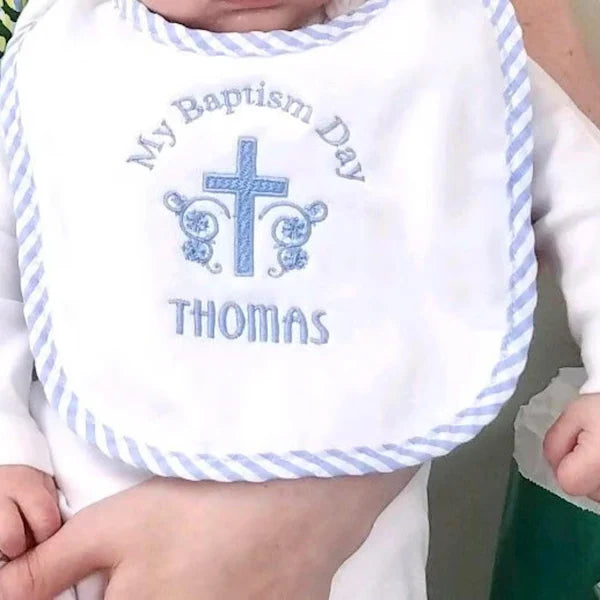 Baptism Bib Embroidered and Personalized