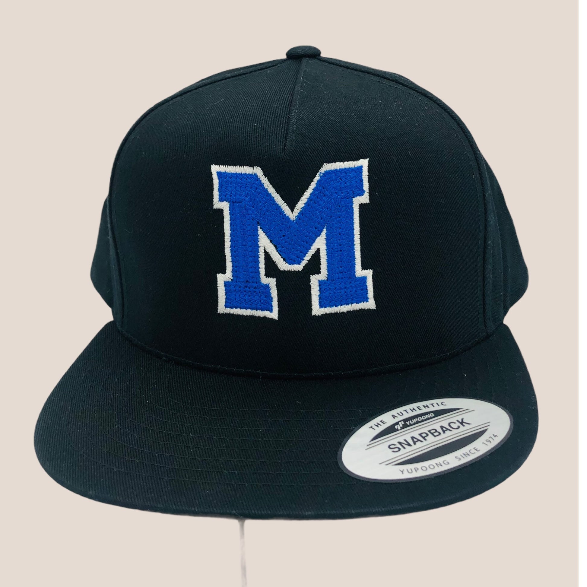 Personalized 3D Initial Puff Chainstitch Embroidery Flat Brim Cap Structured w/Adjustable Fit Unisex Cap Initial Hat Personalized Hat