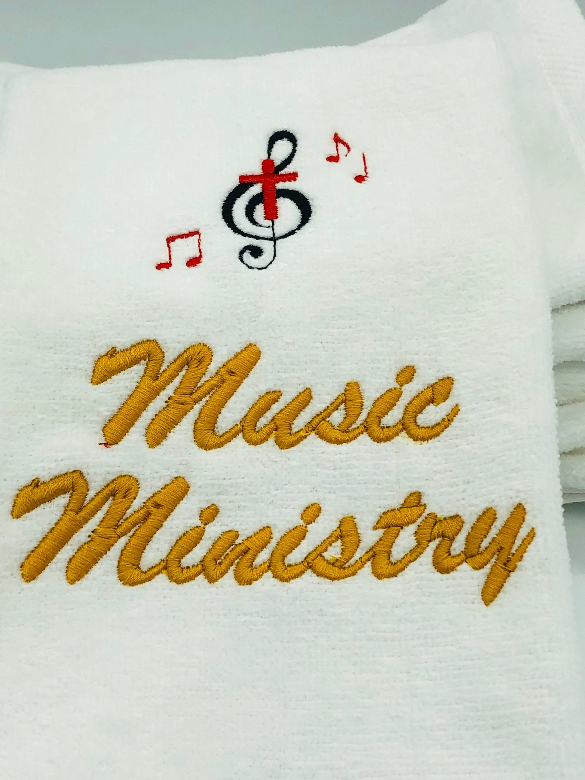 Music Ministry Embroidered church Fingertip Towel with musical notes makes an excellent Gift for your Music Minister, 11 x 18