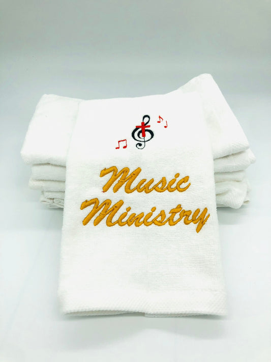 Music Ministry Embroidered church Fingertip Towel with musical notes makes an excellent Gift for your Music Minister, 11 x 18