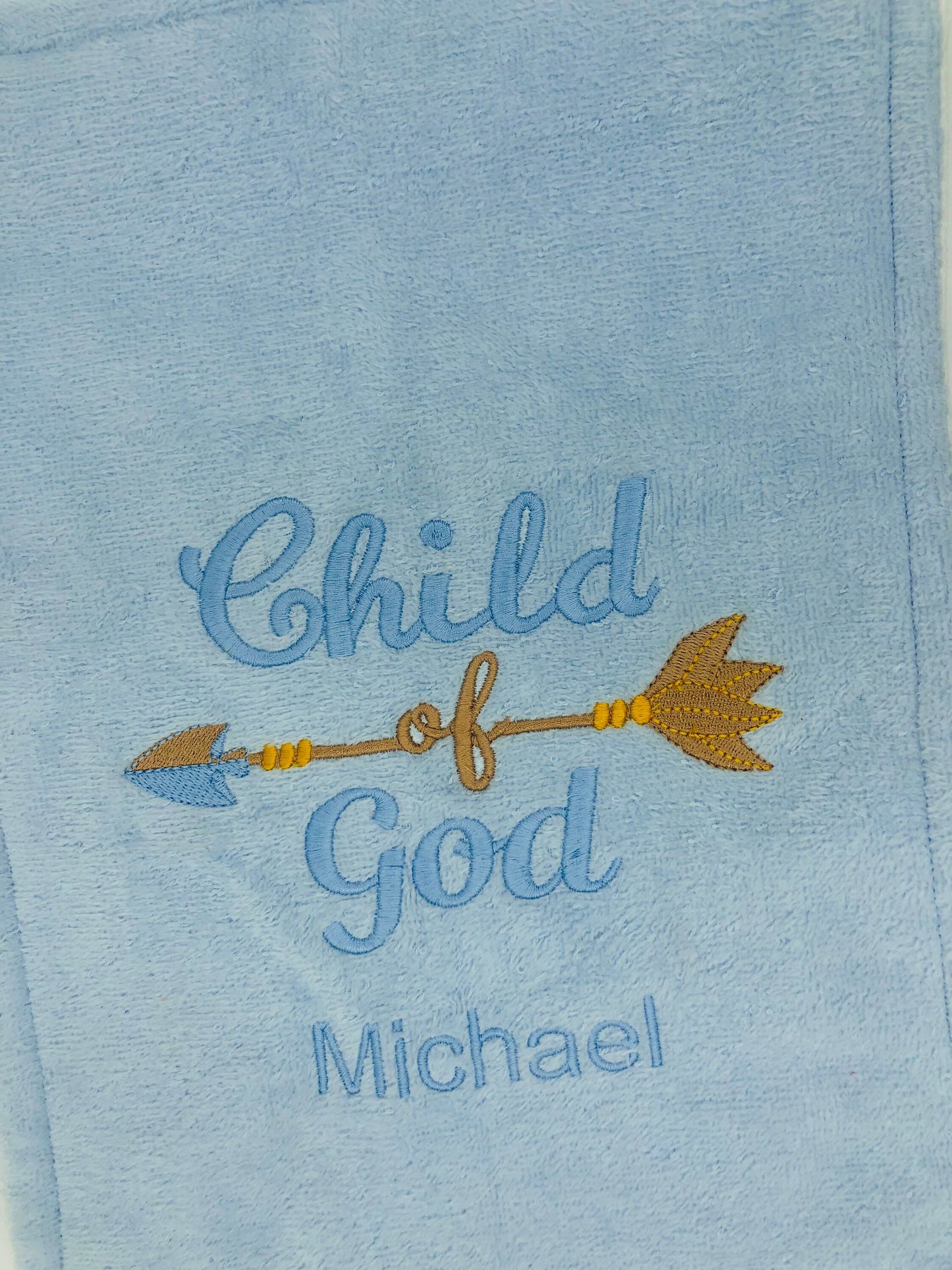 Burp Cloth Embroidered with Name makes an excellent gift for a baby shower for New Mom, Child of God, Handmade