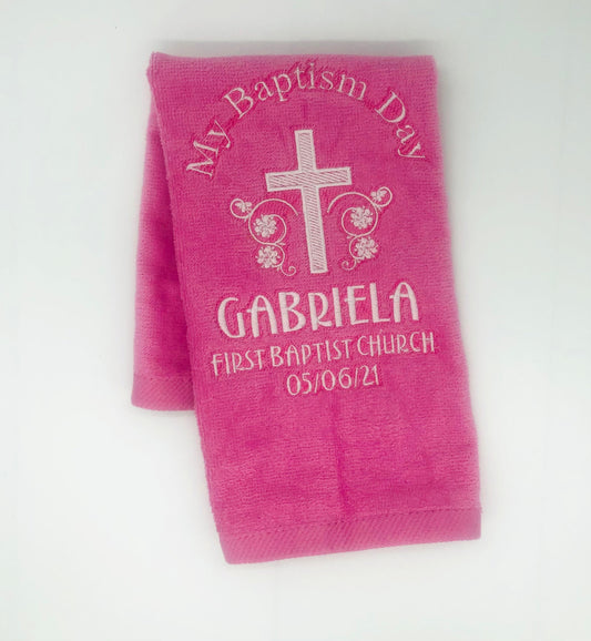 Embroidered Personalized Baptism Towel- makes an excellent gift for Baby Baptism Gift-Christening Gift- Baby Towel-Baptismal Gift- Christian