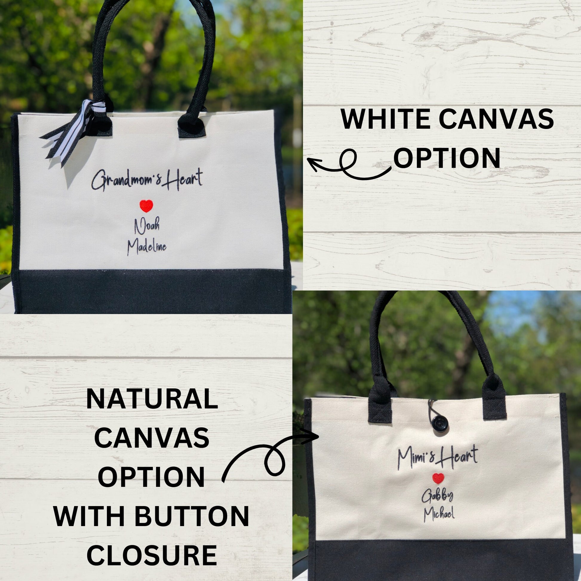 Personalized Embroidered Mama Canvas Tote Bag with Custom Children's Names makes an excellent Gift for Mom Grandma Sister on Mother's Day