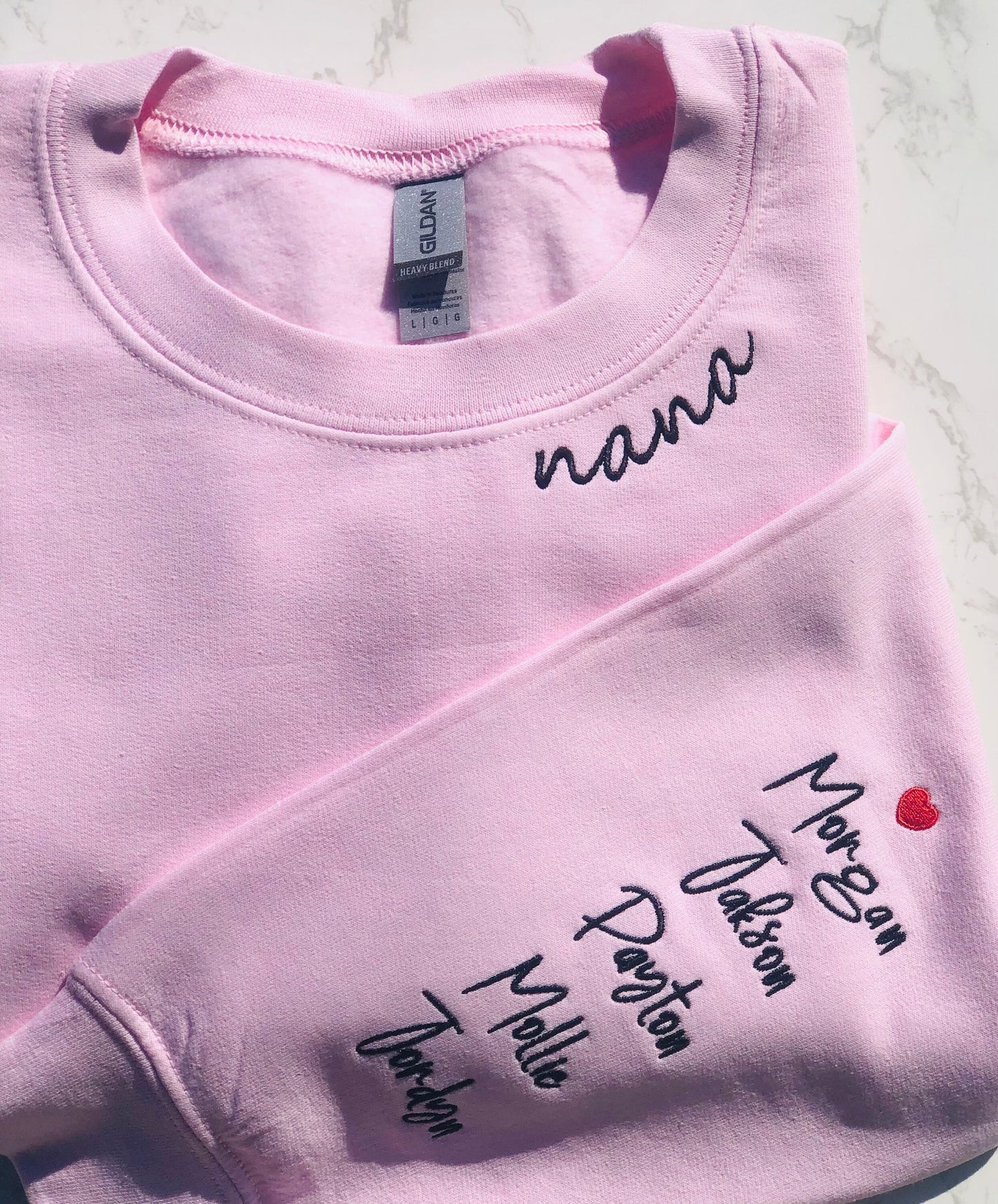 Nana Sweatshirt Embroidered with Children's names on Sleeve