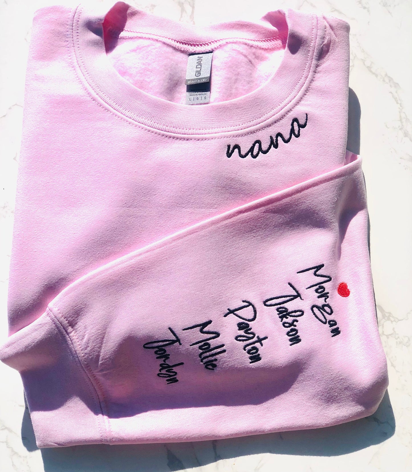 Nana Sweatshirt Embroidered with Children's names on Sleeve
