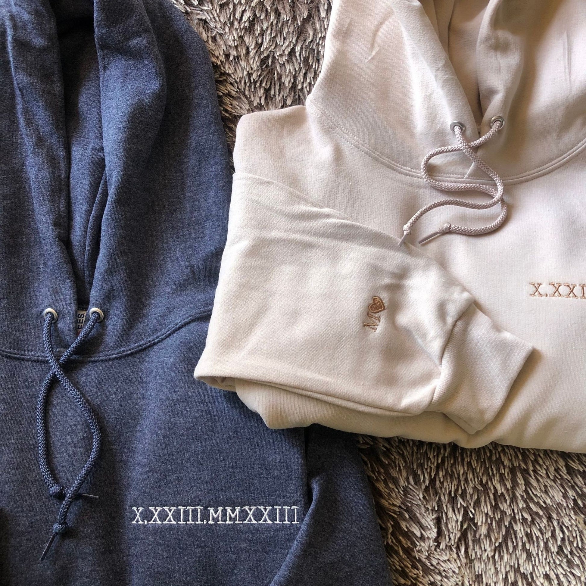 Custom Embroidered Roman Numeral Hoodie Personalized with Date and Initials on Sleeve makes an excellent gift for Mom on Mother's Day