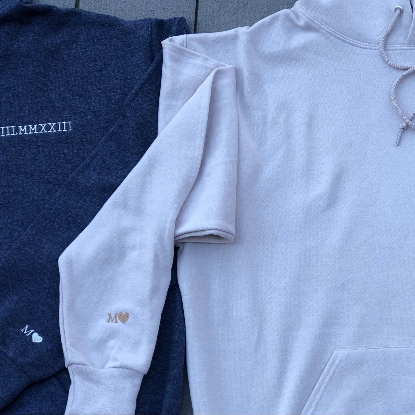 Custom Embroidered Roman Numeral Hoodie Personalized with Date and Initials on Sleeve makes an excellent gift for Mom on Mother's Day