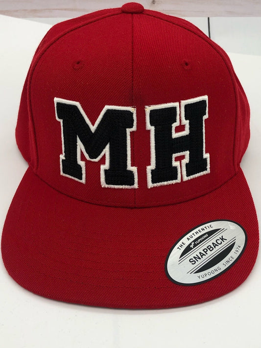 Personalized 3D Initial Puff Chainstitch Embroidery Flat Brim Cap Structured w/Adjustable Fit Unisex Cap Initial Hat Personalized Hat