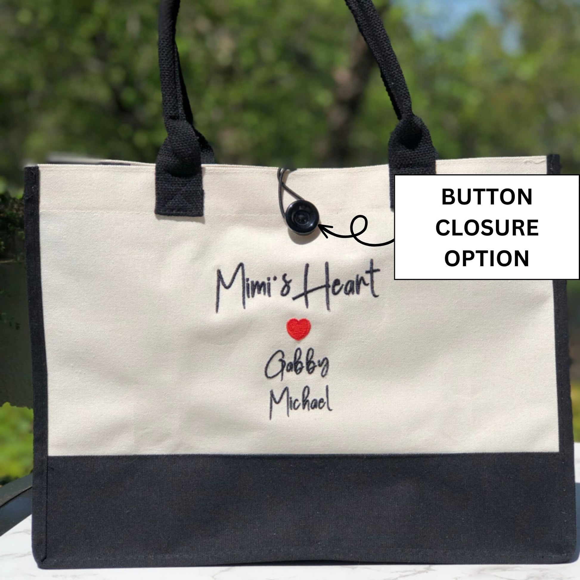 Personalized Embroidered Mama Canvas Tote Bag with Custom Children's Names makes an excellent Gift for Mom Grandma Sister on Mother's Day