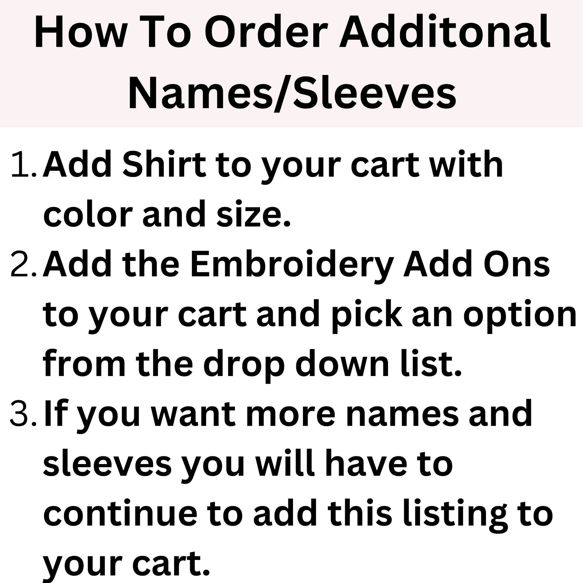 Embroidery Name/Sleeve Add Ons