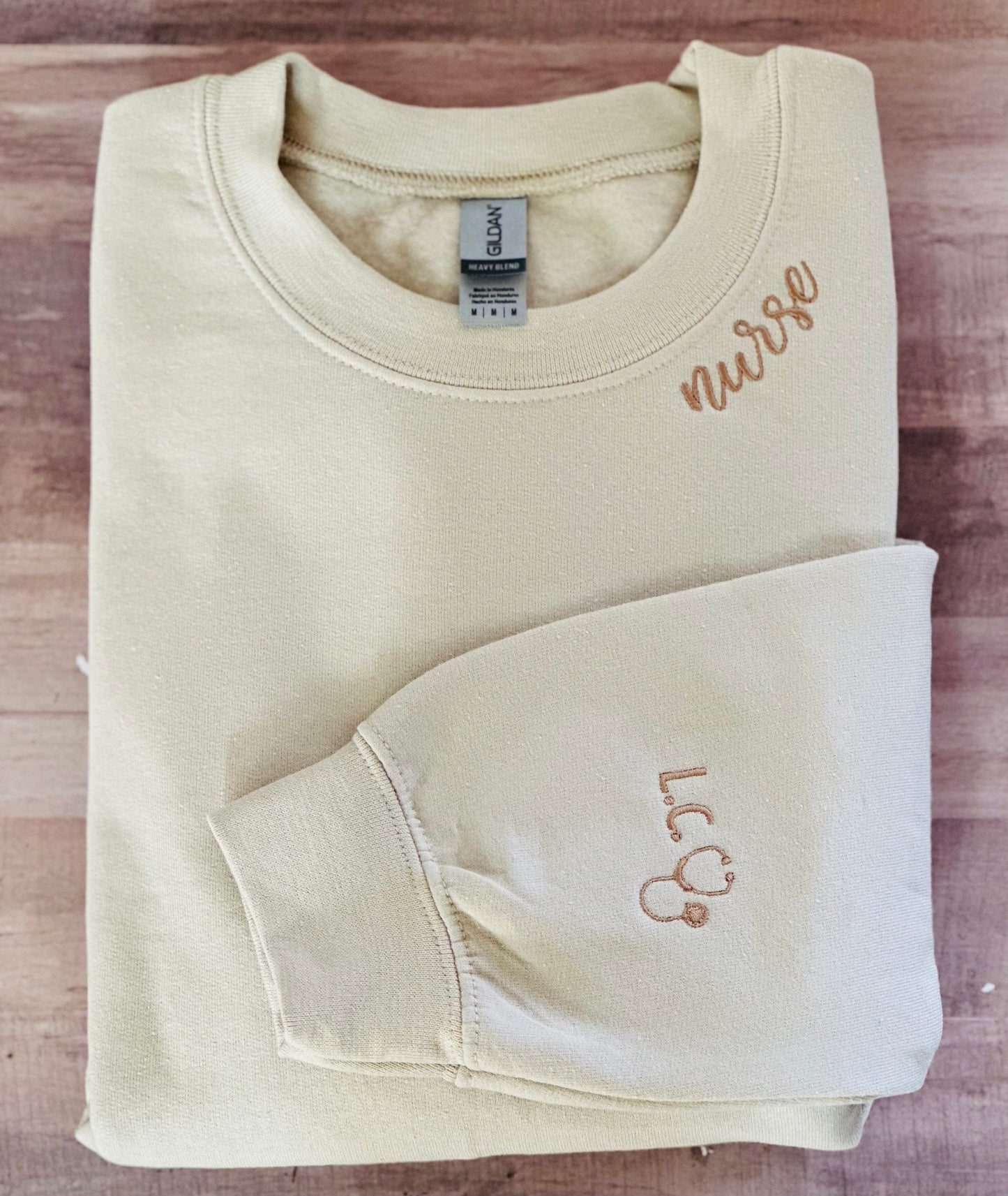 Embroidered Nurse on Collar Sweatshirt with Initials and Stethoscope