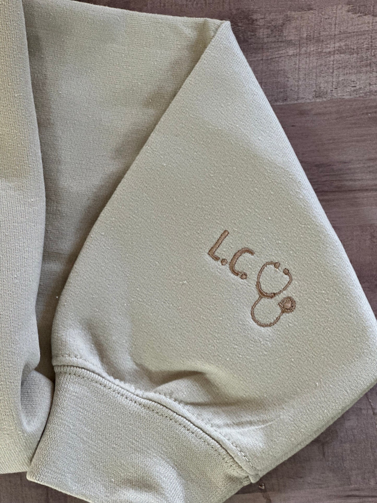 Embroidered Nurse on Collar Sweatshirt with Initials and Stethoscope