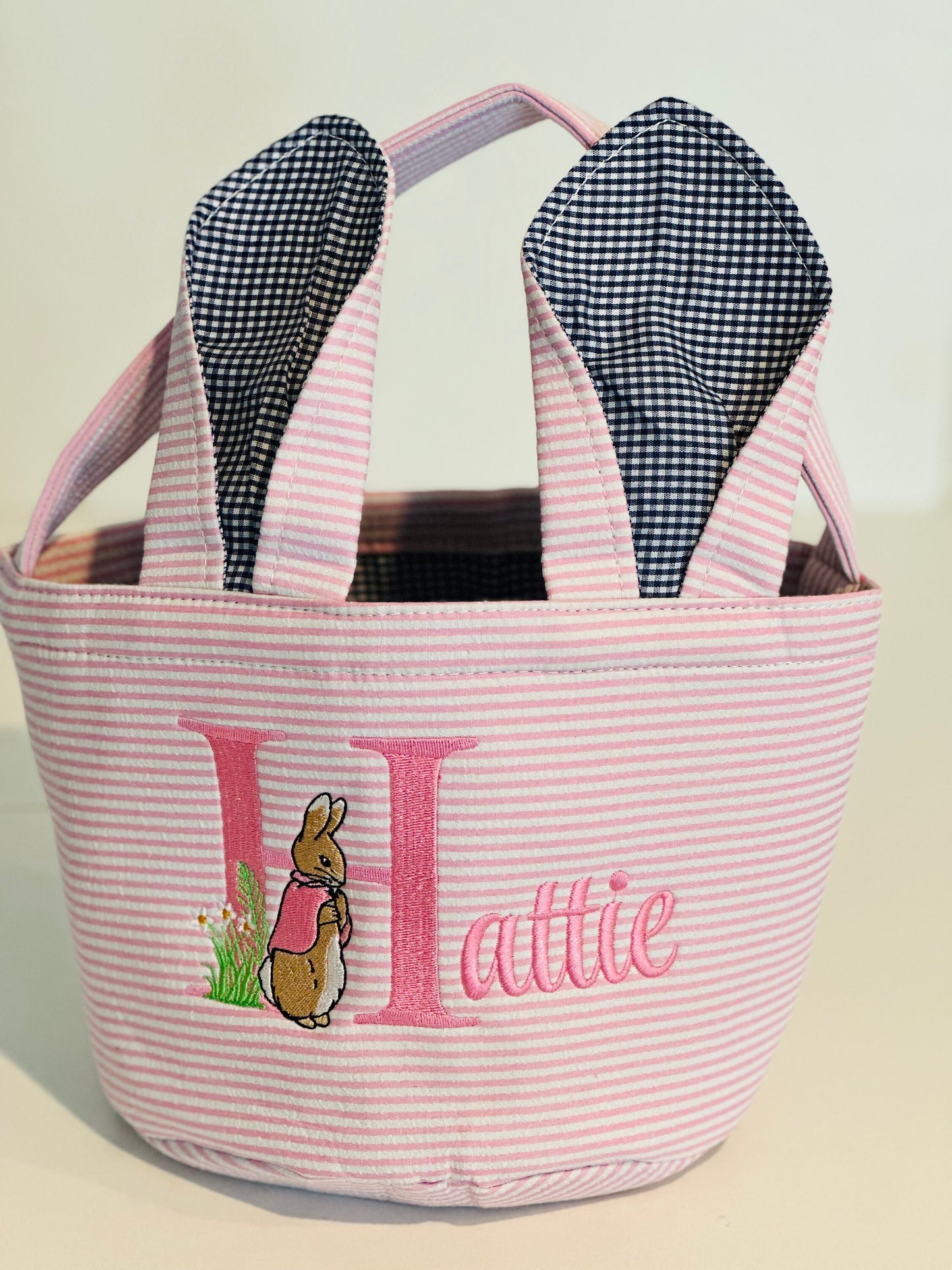 Personalized Embroidered Easter Pink Basket