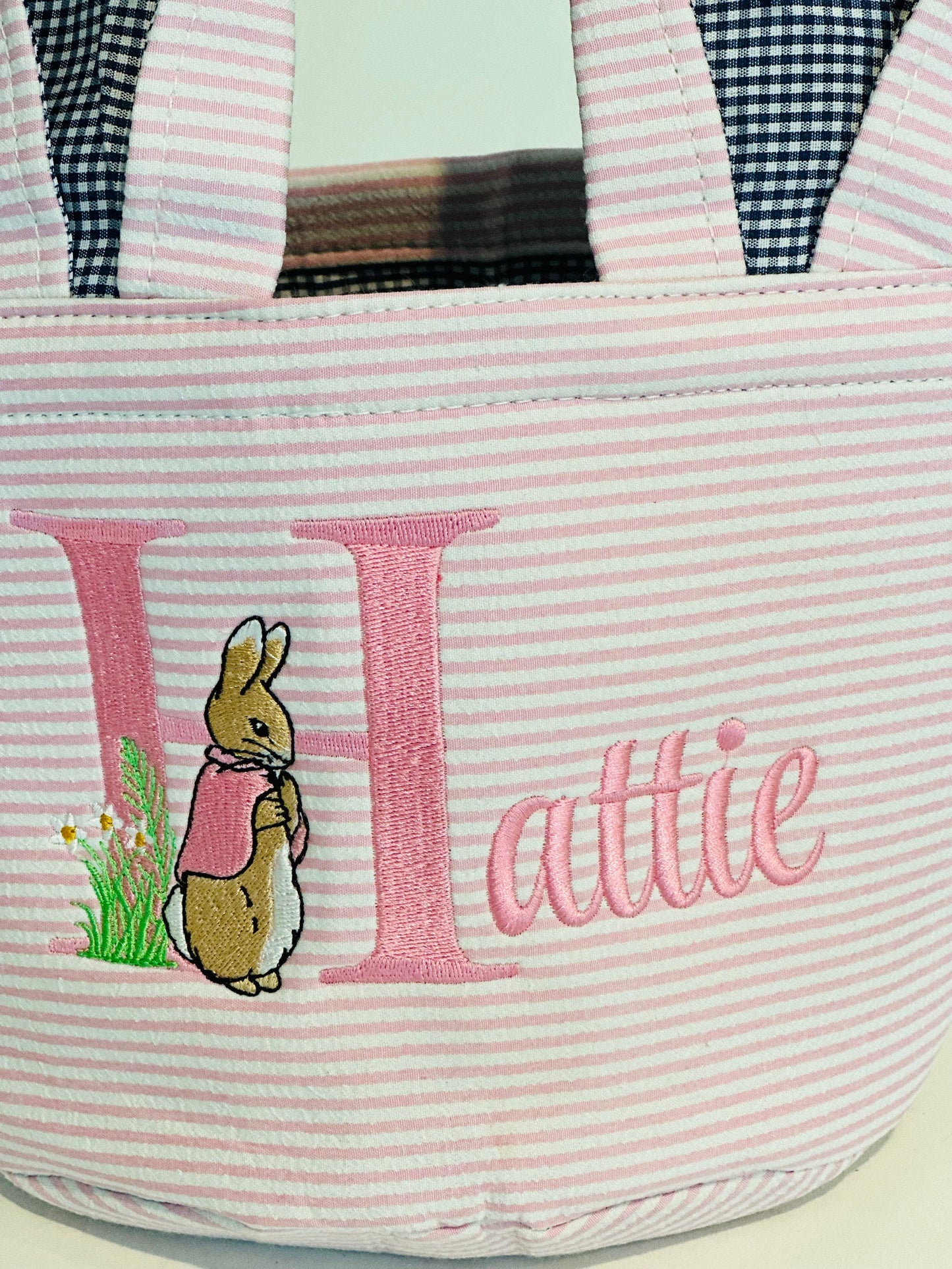 Personalized Embroidered Easter Pink Basket