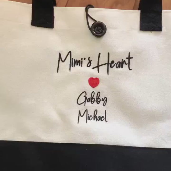 Personalized Embroidered Mama Canvas Tote Bag with Custom Children's Names makes an excellent Gift for Mom Grandma Sister on Mother's Day