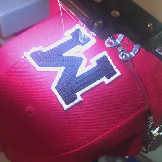 Personalized 3D Initial Puff Chainstitch Embroidery Flat Brim Cap Structured w/Adjustable Fit Unisex Cap Initial Hat Personalized Hat