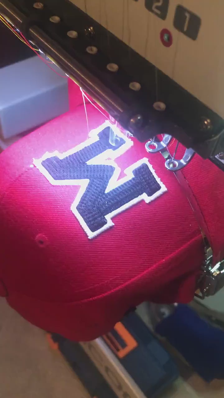 Personalized 3D Initial Puff Chainstitch Embroidery Flat Brim Cap Structured w/Adjustable Fit Unisex Cap Initial Hat Personalized Hat